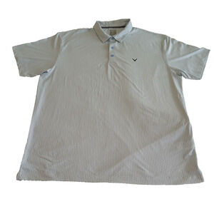 Callaway Polo Shirt Men's XXL White Geometric Performance Golf Opti-dri Stretch